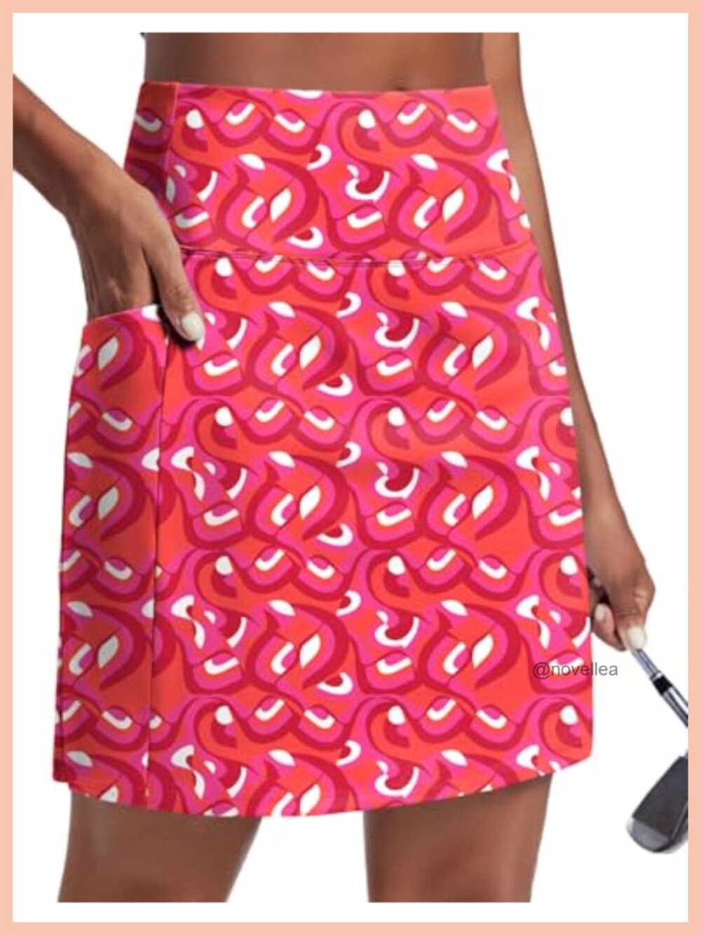 Knee Length Skort with Pockets UPF 50+ High Waisted Golf Skirt